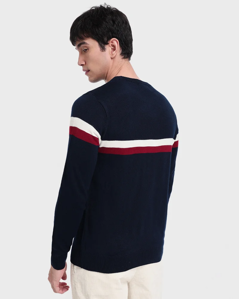 بيواكوف Men's Blue Dual Striped Sweater